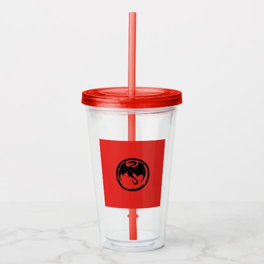 Zwart dragorode acryltumbler acryl drinkbeker (Voorkant)