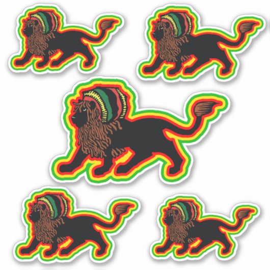 Zwart Dreadlock Rasta Lion Art Sticker (Voorkant)