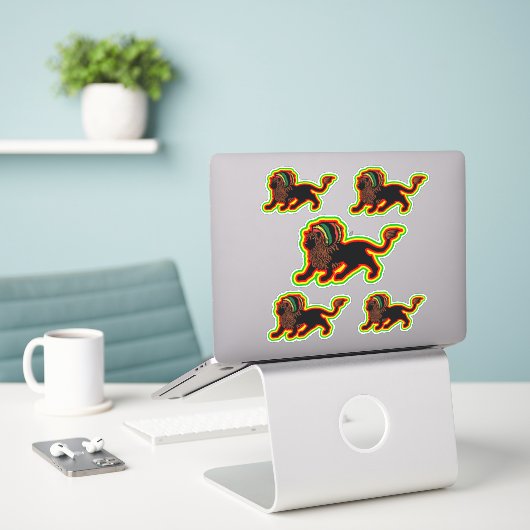 Zwart Dreadlock Rasta Lion Art Sticker (Laptop op bureau)