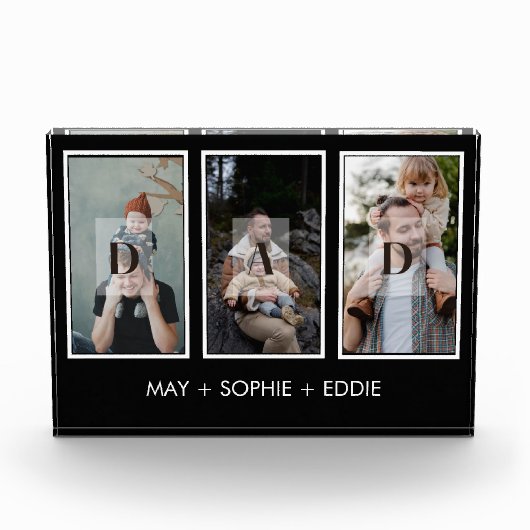 Zwart Drie (3) Foto's Vaderdag Fotoblok (Voorkant)