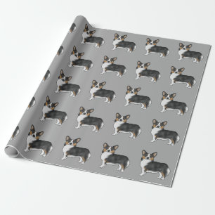 Zwart driekleurige Pembroke Welsh Corgi-hondenpatr Cadeaupapier