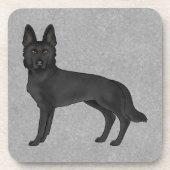 Zwart Duits Herder Cartoon GSD Dog Grey Bier Onderzetter (Voorkant)