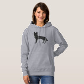 Zwart Duits Herder Cartoon GSD Hondentekening Hoodie (Voorkant volledig)