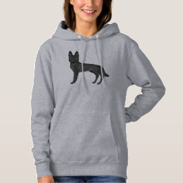 Zwart Duits Herder Cartoon GSD Hondentekening Hoodie