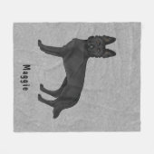Zwart Duits Herder Cartoon Hond met aangepaste tek Fleece Deken (Voorkant (Horizontaal))