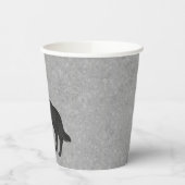 Zwart Duits Herder Cartoon Hond Opstaan Grijs Papieren Bekers (Links)