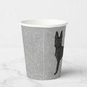 Zwart Duits Herder Cartoon Hond Opstaan Grijs Papieren Bekers (Rechts)