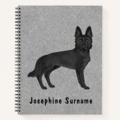 Zwart Duits Herder GSD Hond En Aangepaste Tekst Gr Notitieboek (Voorkant)