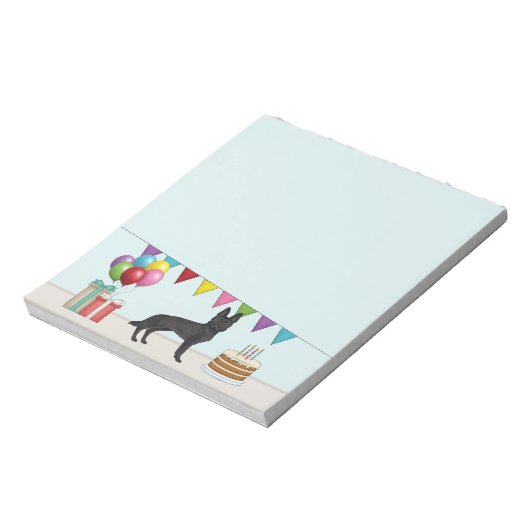 Zwart Duits Herder GSD Hond Kleurrijke Verjaardag Notitieblok (Linkerzijde)