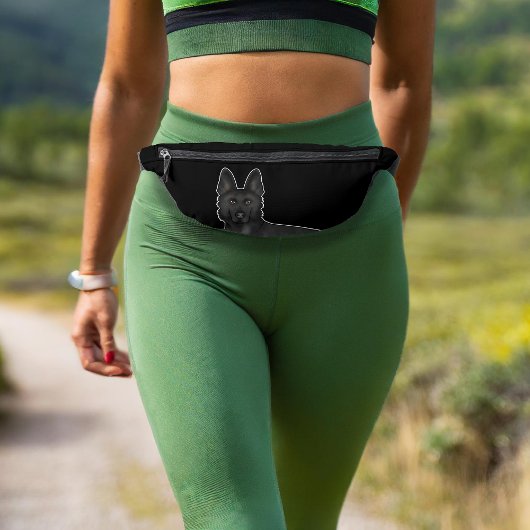 Zwart Duits Herder GSD Hondenkop Close-Up Zwart Heuptasje