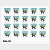 Zwart Duits Herder Hond Blauw Groen Winterbos Vierkante Sticker (Vel)