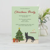 Zwart Duits Herder Hond Feestelijk Kerstfeest Kaart (Staand voorkant)