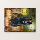Zwart Duits Herder Hond Heks Pet Halloween Legpuzzel (Horizontaal)