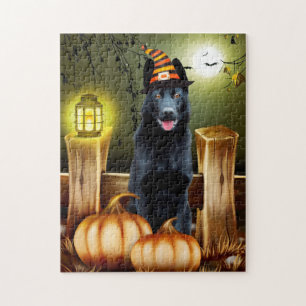 Zwart Duits Herder Hond Heks Pet Halloween Legpuzzel
