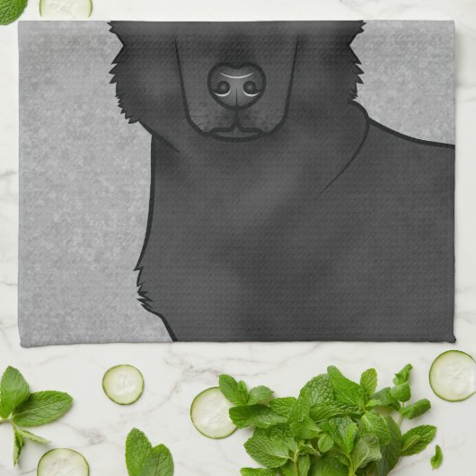 Zwart Duits Herder Hond Hoofd En Naam Grijs Theedoek (Gevouwen)