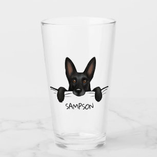 Zwart Duits Herder Hond Schattige Gepersonaliseerd Glas
