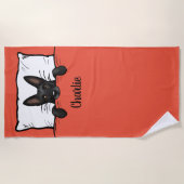 Zwart Duits Herder Hond Schattige Gepersonaliseerd Strandlaken (Voorkant)