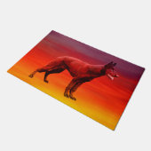 Zwart Duits Herder Hond Strand Portret Deurmat (Schuin)