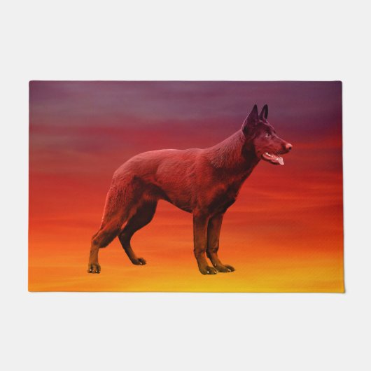 Zwart Duits Herder Hond Strand Portret Deurmat (Voorkant)