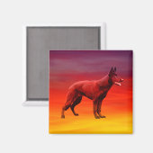 Zwart Duits Herder Hond Strand Portret Magneet (Voorkant / Achterkant)