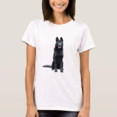 Zwart Duits Herder Hond Waterverf Kunst Schilderen T-shirt (Voorkant)