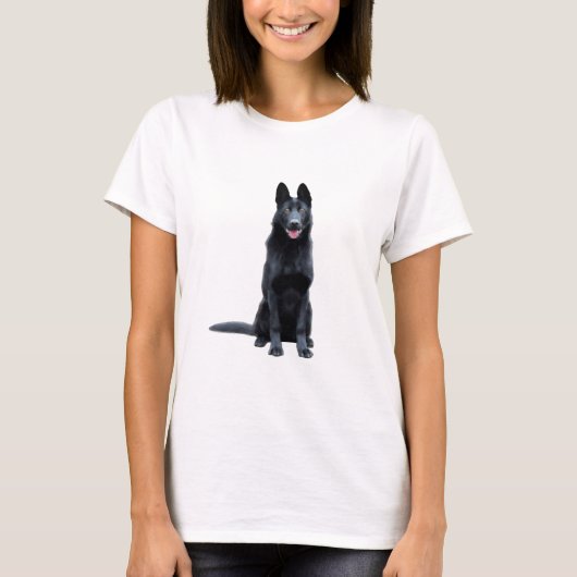 Zwart Duits Herder Hond Waterverf Kunst Schilderen T-shirt (Voorkant)