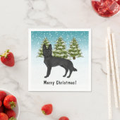 Zwart Duits Herder Hond Winterbos met tekst Servet (Insitu)