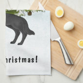 Zwart Duits Herder Hond Winterbos met tekst Theedoek (Quarter Fold)