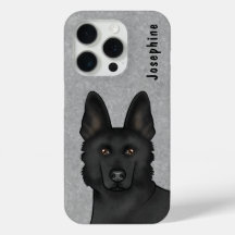 Zwart Duits Herder Hoofd en aangepaste naam op gri