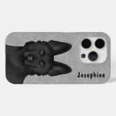 Zwart Duits Herder Hoofd en aangepaste naam op gri Case-Mate iPhone Case (Achterkant (horizontaal))