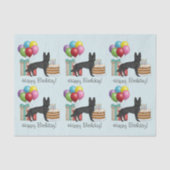 Zwart Duits Herder Kleurrijke Gelukkige Verjaardag Tissuepapier (Voorkant)