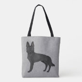 Zwart Duits Herder Schattige Cartoon Dog Grey Tote Bag (Achterkant)