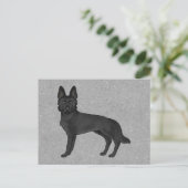 Zwart Duits Herder Schattige Cartoon GSD Dog Grey Briefkaart (Staand voorkant)