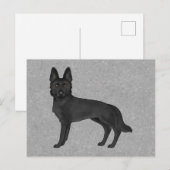Zwart Duits Herder Schattige Cartoon GSD Dog Grey Briefkaart (Voorkant / Achterkant)
