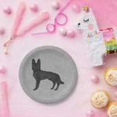 Zwart Duits Herder Schattige Cartoon GSD Dog Grey Papieren Bordje (Feest)