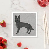 Zwart Duits Herder Schattige Cartoon GSD Dog Grey Servet (Insitu)