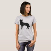 Zwart Duits Herder Schattige Cartoon Hondentekenin T-shirt (Voorkant volledig)