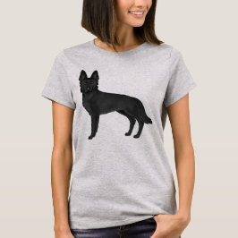 Zwart Duits Herder Schattige Cartoon Hondentekenin T-shirt