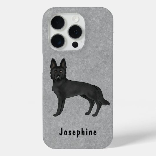 Zwart Duits Herder Schattige Dog Met Aangepaste Na Case-Mate iPhone Case (Achterkant)