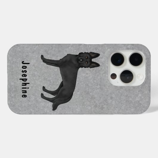 Zwart Duits Herder Schattige Dog Met Aangepaste Na Case-Mate iPhone Case (Achterkant (horizontaal))