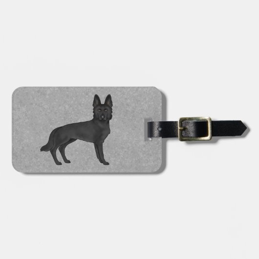 Zwart Duits Herder Schattige GSD Dog En Aangepaste Bagagelabel (Voorkant horizontaal)