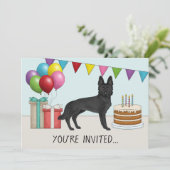 Zwart Duits Herder Schattige Hond Kleurrijke Verja Kaart (Staand voorkant)