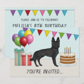 Zwart Duits Herder Schattige Hond Kleurrijke Verja Kaart (Voorkant / Achterkant)