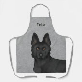 Zwart Duits Herder Schattige Hondenhoofd en Naam G Schort (Voorkant)