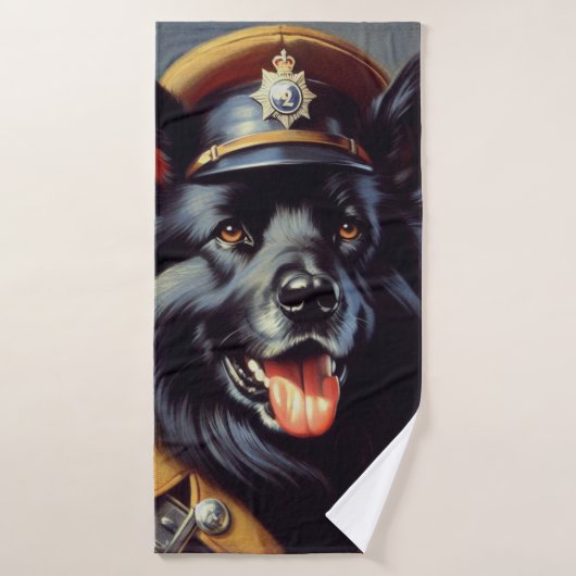  zwart duits herder schilderij badhanddoek (Badhanddoek)