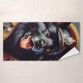  zwart duits herder schilderij badhanddoek (Badhanddoek)