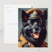  zwart duits herder schilderij briefkaart (Voorkant / Achterkant)