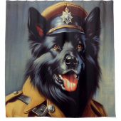  zwart duits herder schilderij douchegordijn (Voorkant)