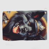  zwart duits herder schilderij golfhanddoek (Horizontaal)