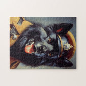  zwart duits herder schilderij legpuzzel (Horizontaal)